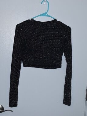 Cropped Black Sparkly Top from Urban Outfitters, Size Medium